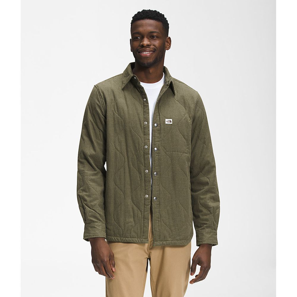 The North Face Overshirts Mens Australia - The North Face Quilted Olive Green (QLW-381026)